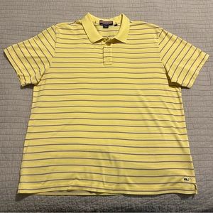 Vineyard Vines Men's Yellow Blue Striped Mercerized Cotton S/S Polo Shirt XL